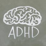 a hand-drawn brain with ADHD written underneath